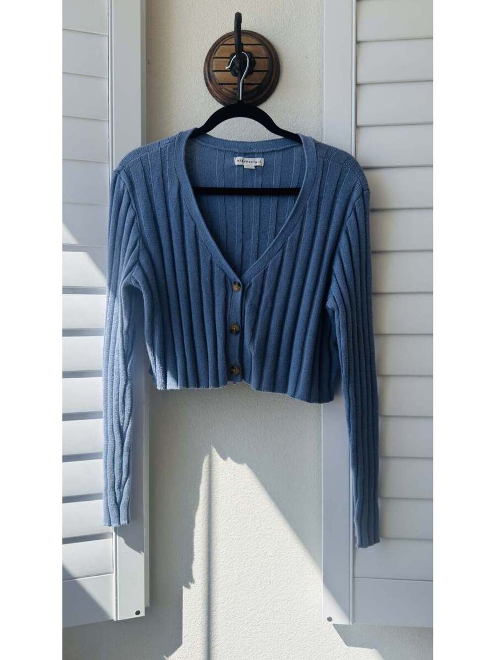 Aeropostale Ribbed Knit Cropped Button-Front Cardigan Size XL
